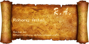 Rohony Antal névjegykártya